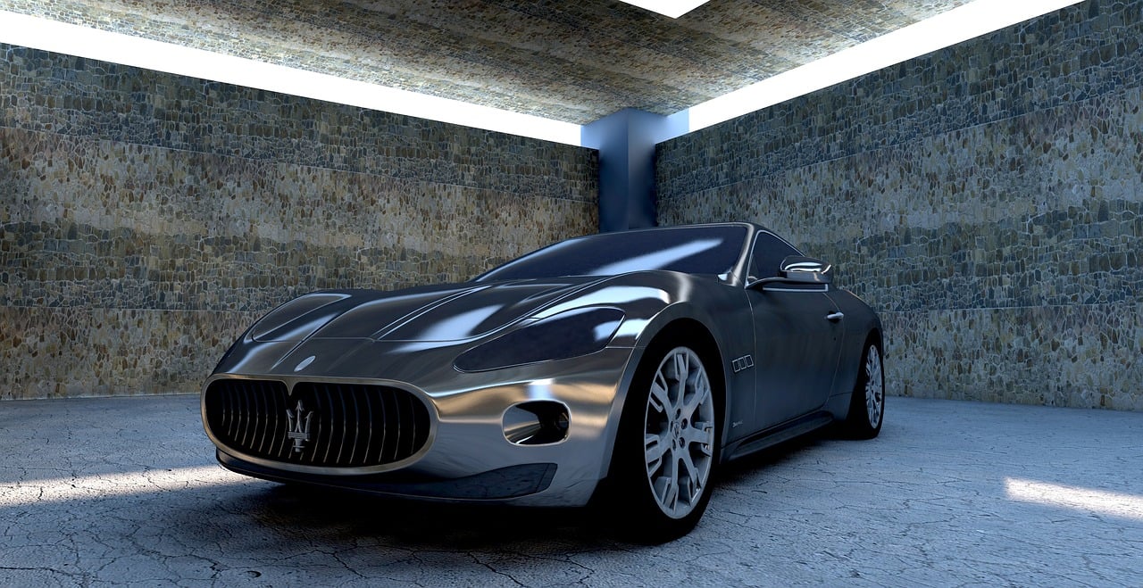 maserati gran turismo, car, garage